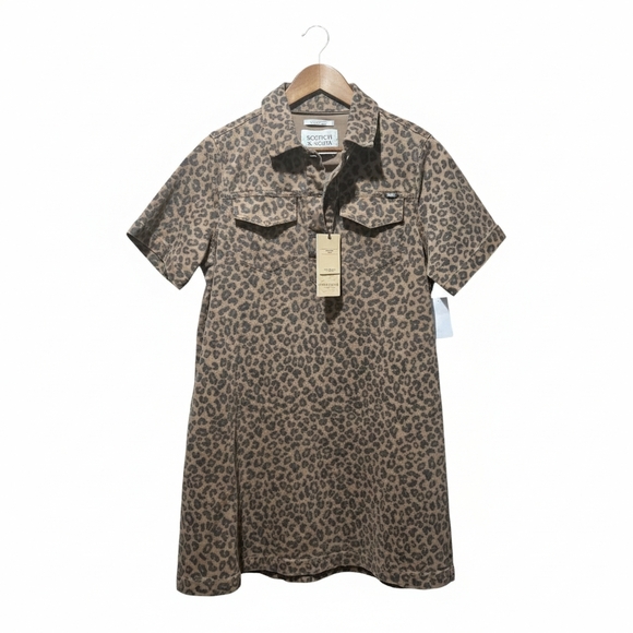 Scotch & Soda Brown Leopard Dress NWT Size Small Animal Print. - Picture 2 of 9
